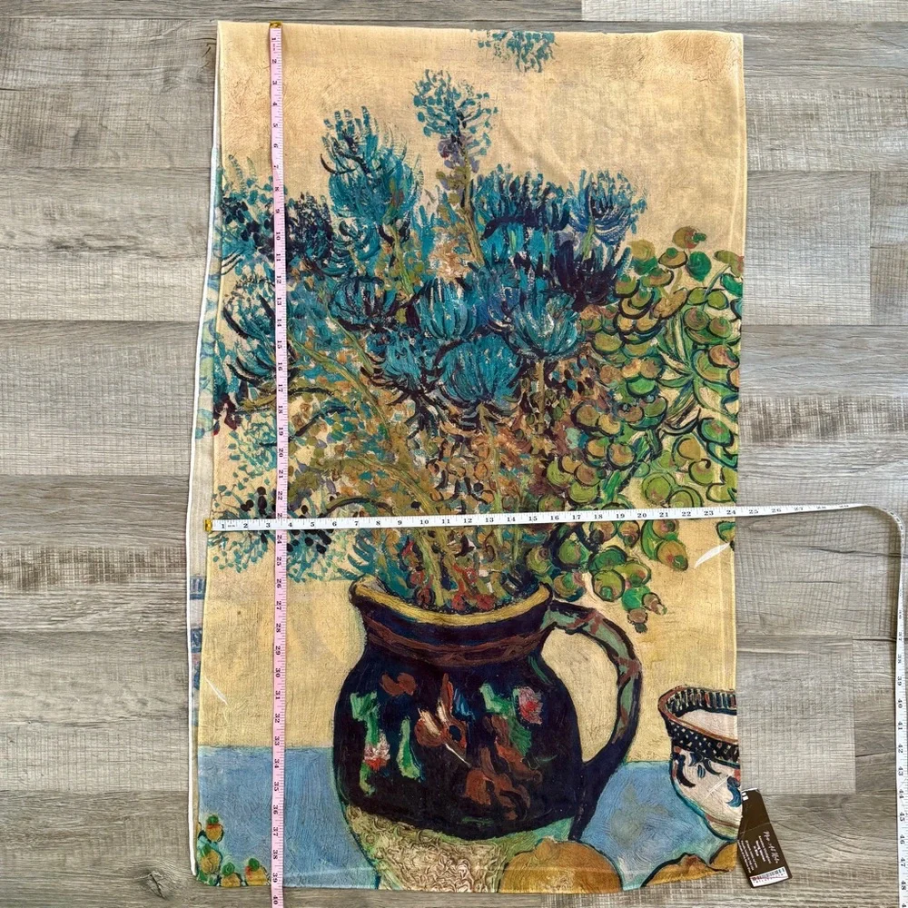 NEW without TAGS Vincent van Gogh Still Life Majolica Jug with Wildflowers Scarf